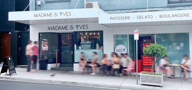 The Madame & Yves shopfront on Clovelly Road, with customers seated outside